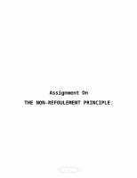 Page 1: Assignment On THE NON-REFOULEMENT PRINCIPLE